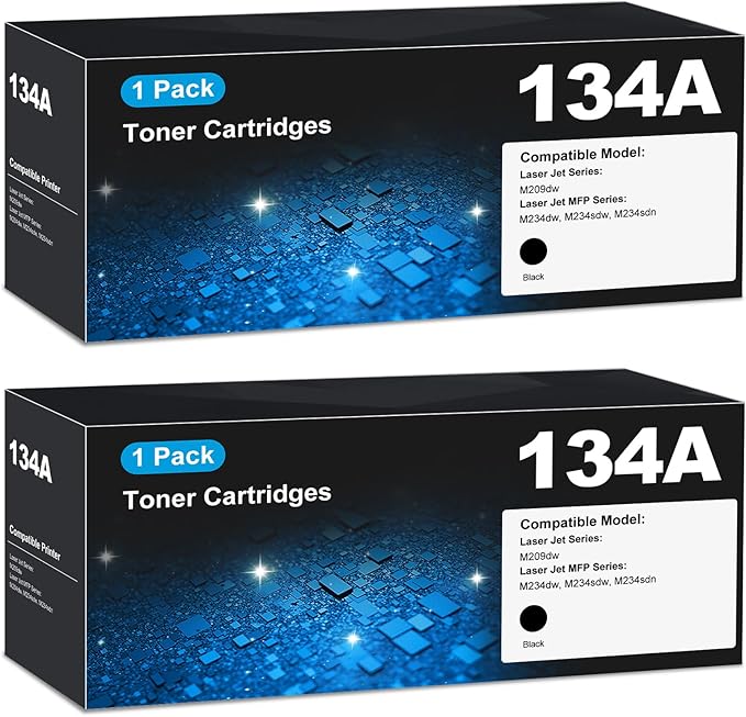 134A Toner Cartridges M234dw M234sdw Compatible for 134A Toner Cartridges W134A 134X W1340X Works with Laser Jet M209dw, MFP M234dw M234sdw M234sdn (2 Black with Chip)