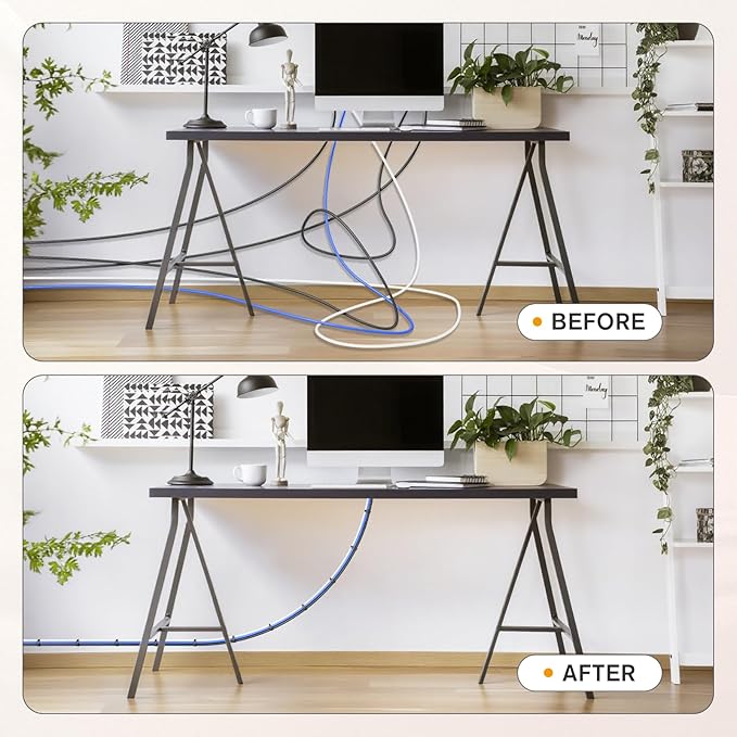 CableGeeker 60 PCS Reusable Cable Ties (6 Inch) - Adjustable Hook and Loop Cord Straps, Wire Organizer for Home, Office, Electronics - Black