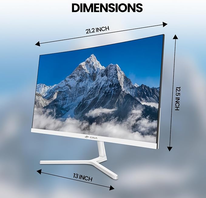 CRUA 24 Inch Curved Monitor, FHD(1920×1080P) 100HZ 120% sRGB Computer Monitors, Narrow Bezels on Three Sides, Blue Light Filter PC Monitor for Home, Office and Dormitory(HDMI, VGA)-White