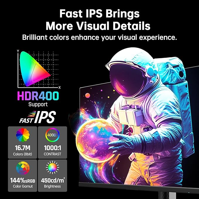 KTC 27 Inch White Gaming Monitor 300Hz/320Hz, QHD 1440P Fast IPS Computer Monitor with Adaptive FreeSync, HDR400, Height/Pivot/Swivel/Tilt Adjustable, DP&HDMI, H27E6