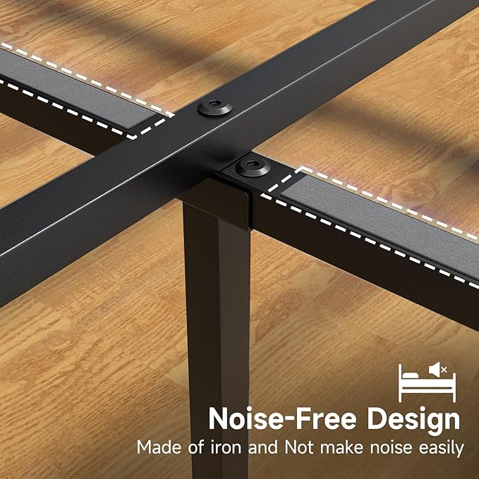 Z-hom Queen Bed Frame with Modern Wood Headboard & Footboard, Upgraded Heavy Duty Metal Sturdy Bed Frame Queen Size, Stable Platform Bed Furniture Bed Storage, No Noise, No Box Springs,Walnut