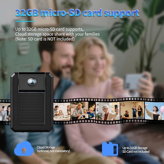 Mini Indoor Wireless WiFi Camera Small Home Security Cameras Tiny Body Small Outdoor Camara Nanny Cam Pet Dog House Security Camaras micro Door Room Cam Clear Night Vision and Motion Detection Monitor