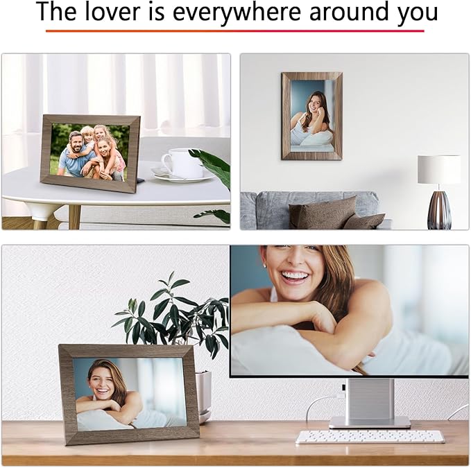 Canupdog WiFi Digital Picture Frame 10.1 Inch, IPS Touch Screen Smart Cloud Digital Photo Frame with 16GB Storage, Wall Mountable, Auto-Rotate, Share Photos from Anywhere Via App