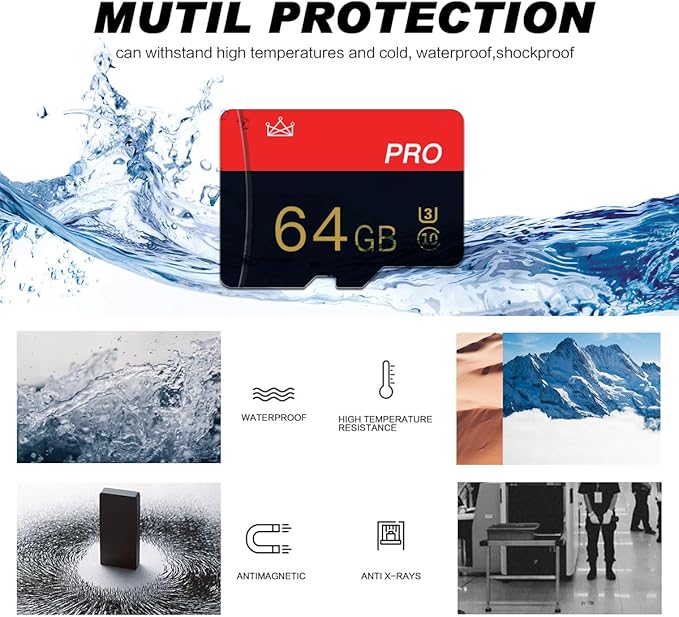 2 Pack Micro Memory Card 64GB Class 10 with Adapter High Speed Memory Card for Tablet,Camera,Drone