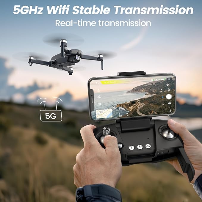 Drones with Camera for Adults 4k, WF31 GPS RC Drone FPV Foldable Quadcopter for Beginner with Brushless Motor, 5G Wi-Fi Transmission, Auto Return, Follow Me, Waypoints, 50 Min Flight Time