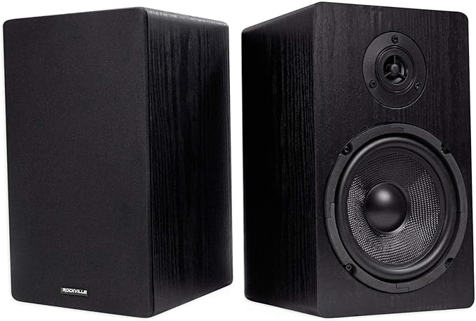 Rockville Pair RockShelf 64B V2 400W Black 6.5" Bookshelf Speakers, 4 Ohm, Kevlar Woofers, Silk Dome Tweeter, Wall-Mountable, for Home Theater and Music Enthusiasts