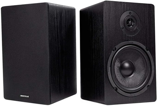 Rockville Pair RockShelf 64B V2 400W Black 6.5" Bookshelf Speakers, 4 Ohm, Kevlar Woofers, Silk Dome Tweeter, Wall-Mountable, for Home Theater and Music Enthusiasts
