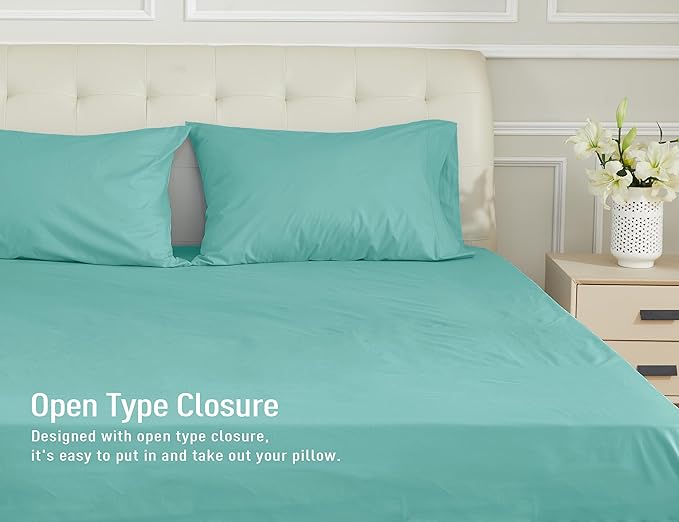 Sunflower King Pillowcases Set of 2, 100% Cotton King Pillow Cases 2, 20×40 inches Lagoon, Soft and Breathable