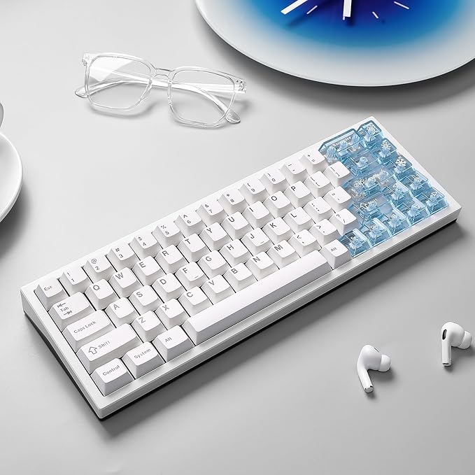 YUNZII AL65 Wireless Mechanical Keyboard, Full Aluminum CNC,Support QMK/VIA Software Gasket Structure,60% Hot Swappable with RGB Backlit BT/2.4G/USB-C for Mac/Windows(White, Milk V2)