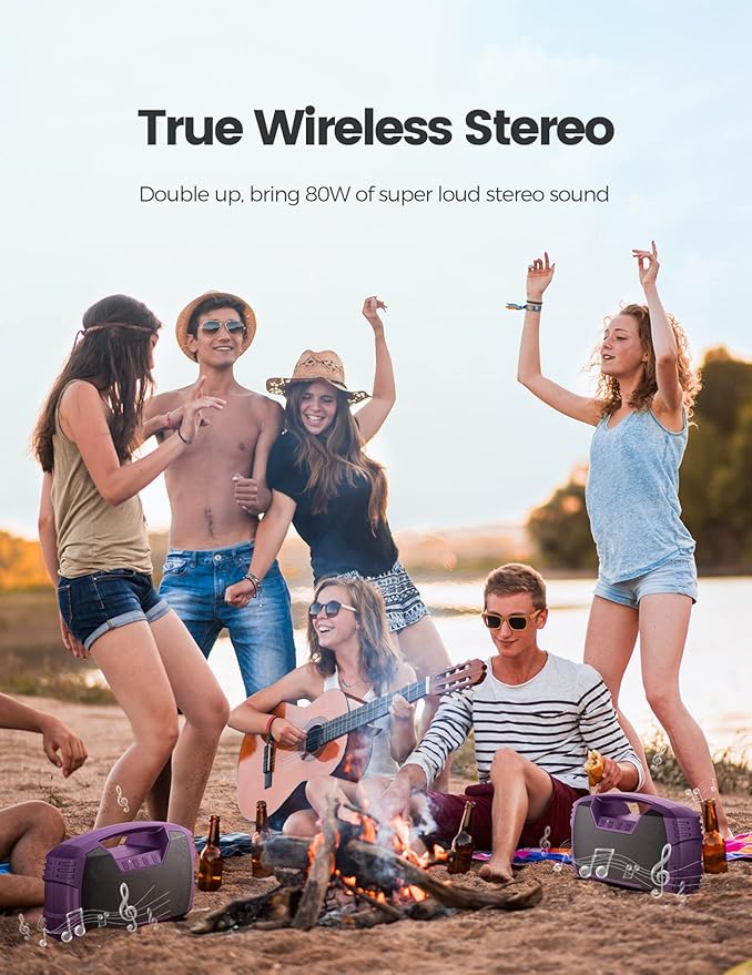 Houl Zallee IPX7 Waterproof Bluetooth Speaker, 40W Portable Wireless Speakers, 32H Playtime, Stereo Loud Sound, Deep Bass, with Handle, Bluetooth 5.0, Built-in Mic, for Party/Pool/Camping/Gifts