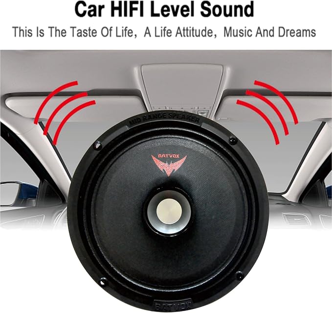 MX65S3 Midrange Loudspeaker 6.5" Silver Bullet, 400W Max, 4 Ohms, Premium Quality Audio Door Speakers for Car or Truck Stereo Sound System, Black (2 Speaker)