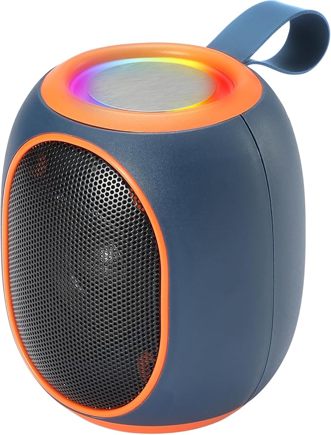 WS-338 Mini Bluetooth Replica Speaker – Portable HD Sound with LED Ring Light, Built-in Microphone, USB/TF Support, Surprise Gift for Music Lovers(Blue Orange)