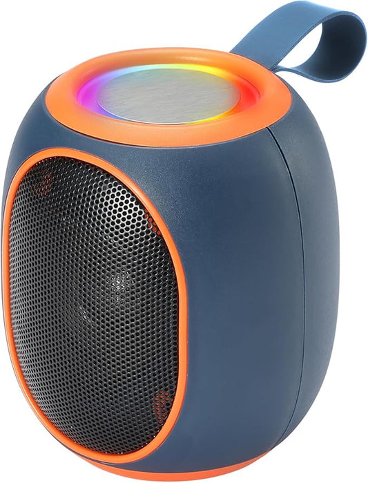 WS-338 Mini Bluetooth Replica Speaker – Portable HD Sound with LED Ring Light, Built-in Microphone, USB/TF Support, Surprise Gift for Music Lovers(Blue Orange)