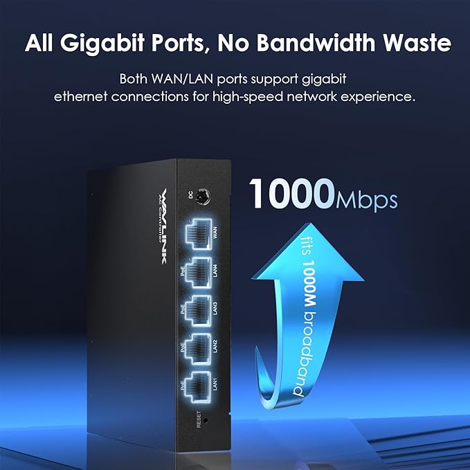 WAVLINK 5 Port Gigabit PoE Ethernet Network Switch, AC Controller – 4X LAN + 1 WAN 1000Mbps, Supports IEEE 802.3AF/at, Auto-Discovery & Centralized AP Management for Home, Hotel, Office