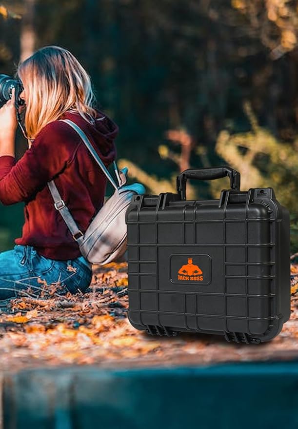 14x 11.5x 6.5 Inch Hard Case, Portable Weather Waterproof Protective Camera Case with Customizable Foam, Fit Use of Drones, Camera, Equipments, Black，upgraded