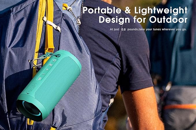 EDUPLINK Bluetooth Speaker IPX7 Waterproof Wireless Speaker with Bass 20H Playtime TWS Stereo Pairing Portable Outdoor Speakers for Beach Camping Travel Gifts for Men Women Girls Boys Teens Teal