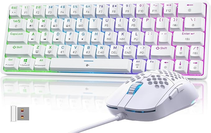 TMKB Falcon M1SE Honeycomb Gaming Mouse and 60% Wireless Mechanical Gaming Keyboard