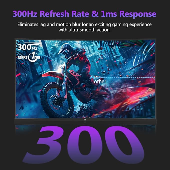 Z-Edge 27 inch Curved Gaming Monitor, FHD 1080P 300Hz 240Hz PC Monitor, Ultra-Fast MPRT 1ms Curved Monitor, 1500R, 16.7M Colors, UG27H Frameless Bezel, 2X DP 1.4 Ports and 2X HDMI 2.0 Ports