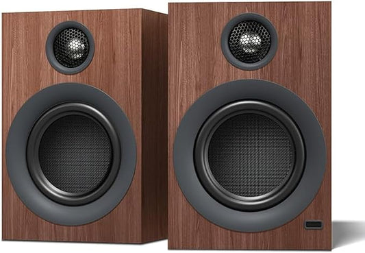 Bluetooth Bookshelf Speakers, 75W Powered Active Speaker with 4 Inch Woofer, HiFi Speaker with aptX Bluetooth USB for Home, Studio, Gaming, Set of 2, Bronze