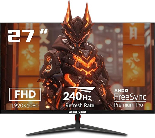 27 Inch Farmless Gaming Monitor, 240Hz 1ms FHD 1080P, 1500R VA Panel, FreeSync, 2X HDMI 1.4 & 2X DP 1.2, 100% sRGB, 90% DCI-P3, Frameless Design, VESA Mount, Metal Stand – Black