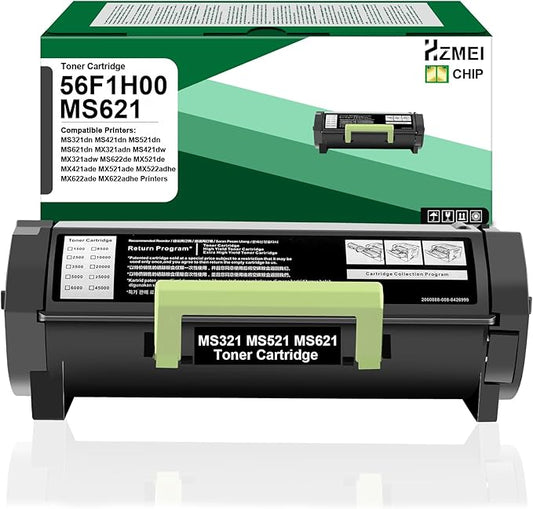 MS621 56F1H00 Toner Cartridge High Yield 56F1H00 Black Toner Compatible for Lexmark MS321 MS421 MS521 MS621 MS622 MX321 MX421 MX521 MX522 MX622 Laser Printer 15,000 Pages