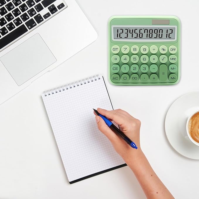 Gradient Green Calculator, UPIHO Standard Calculator 12 Digit with Large LCD Display and Big Buttons, Green Office Supplies for Women, Cute Desk Accessories for Office, School, Home, Business