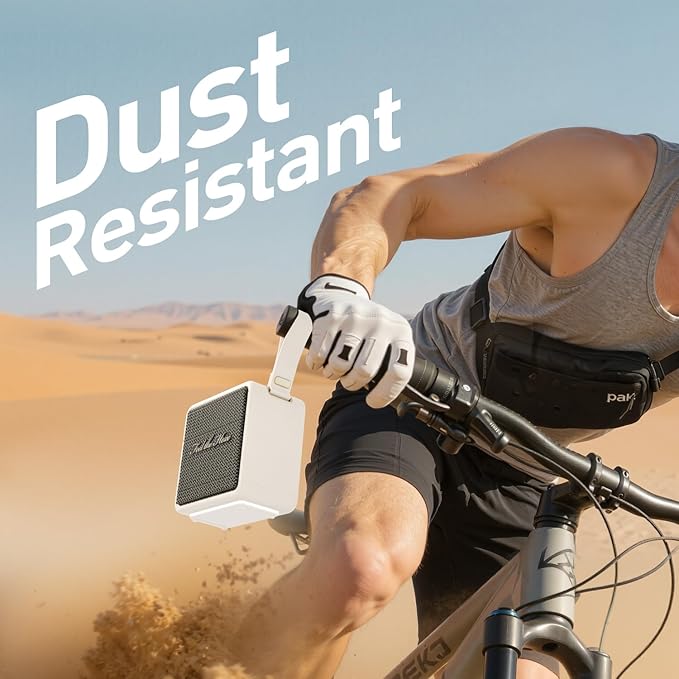 Bluetooth Speaker Portable IP67 Waterproof with 3 Colorful LED Lights TWS Pairing Support Wireless/Aux Cable/SD Card/U Disk Input for Outdoor/Home/Party/Bathroom (White)