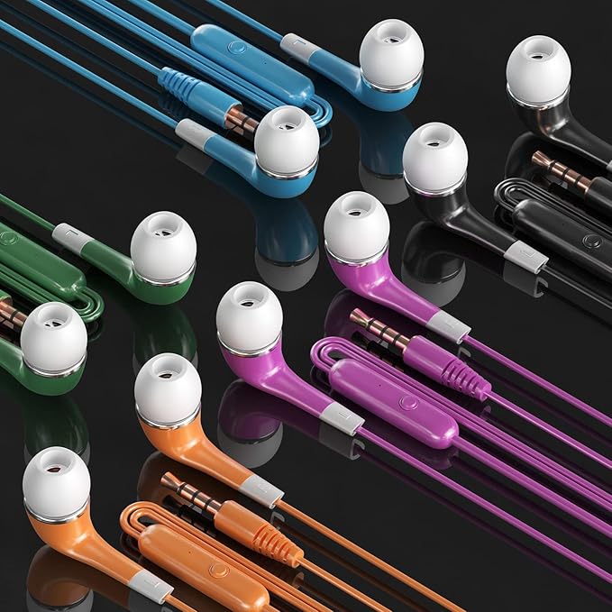 Kids Earbuds with Microphone 30 Pack, Bulk Earphones Headphones with Microphone SP-BS30MIC Stereo Disposable Wired Earbuds for Kids Students Classroom Schools