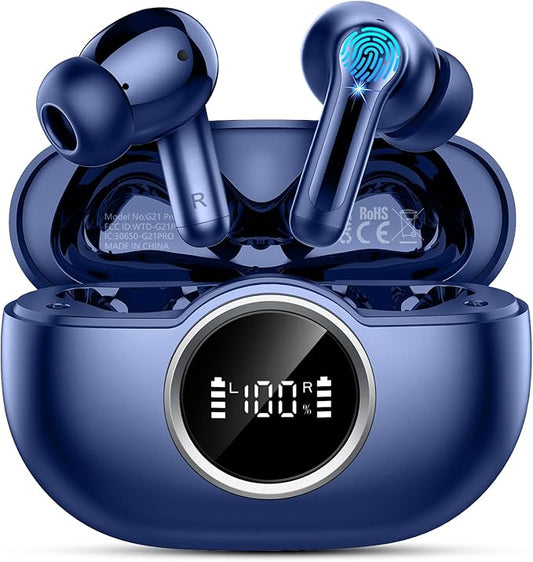 Bluetooth 5.4 Headphones, 2025 Wireless Earbuds 3D Hi-Fi Stereo Bass Ear Buds, 4 ENC Noise Cancelling Mic, 40H USB-C in-Ear Earphone Sport, 3g IP-X7 Waterproof Workout Gym for Android iOS Laptop Pad