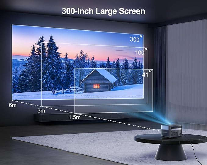 [Auto Focus/Keystone] 4K Projector with WiFi 6 and Bluetooth 5.2, FHD Native 1080P WiMiUS P64 Outdoor Movie Proyector, 50% Zoom, Home Projector Compatible with iOS/Android/HDMI/TV Stick