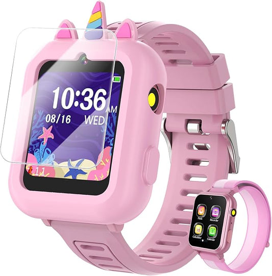 Smart Watch for Kids with 39 Games Touchscreen Camera Video, Music Player, Pedometer, Calculator, Calendar, Stopwatch, Flashlight, Alarm Clock 12/24 hr, Birthday Gifts Toys for Girls Ages 3-12