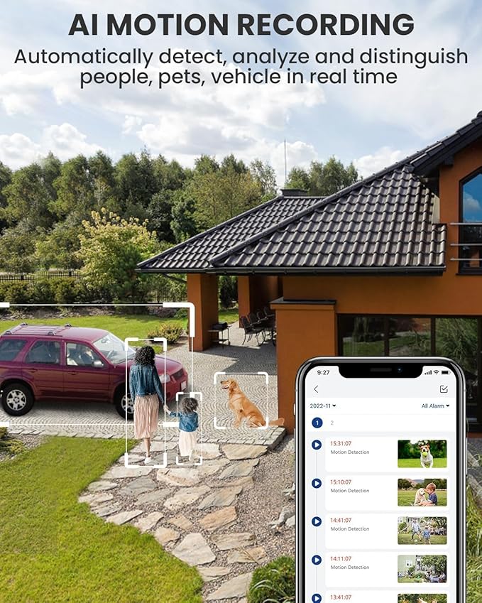 MUBVIEW Security Cameras Wireless Outdoors - 4 Pack Outdoor Camera Wireless 2K Battery Powered Security Camera Outdoor & Indoor, WiFi Home Cameras with Spotlight/Siren/AI Motion Detection/2-Way Talk