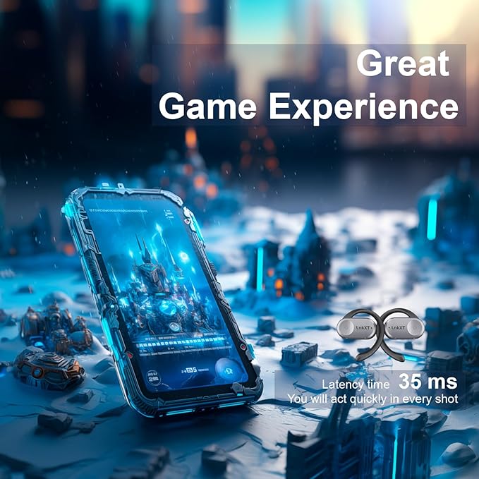 for Open Ear Headphones, True Wireless Earbuds, Bluetooth Headphones,16.2mm Speakers, Bluetooth 5.4 Headset with Mic for Meeting/Sports/Running/Cycling/Driving/Gaming/Gym/Travel