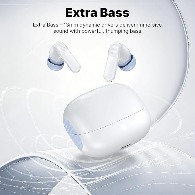 Wireless Earbuds Bluetooth 5.3 Headphones, Lightweight in-Ear Design with Deep Bass, 48HPlaytime, Touch Control, IPX5 Waterproof Earphones for Sports Workout (Blue & White)