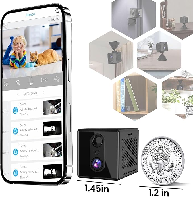 2025 Upgraded 5GHz WiFi Hidden Spy Camera, 4K Wireless Indoor Security Cam, Surveillance Nanny Cam, Pet & Car Camera with Longer Battery Life(APP:O-KAM Pro)