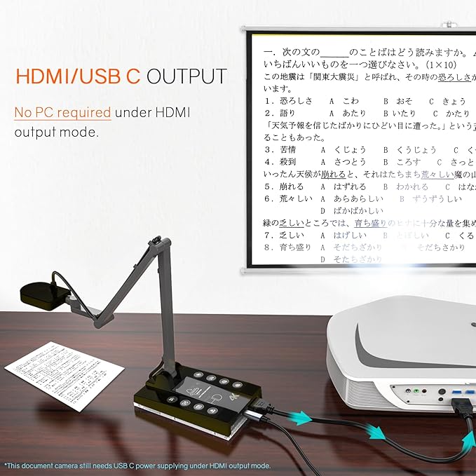 TreasLin Document Camera for Teachers HDMI USB-C 15MP HDIM Document Camera, Remote Learning Classroom Presentations Camera Art Classes Online Teaching with Multi Angle Rotation Adjustment LED Light