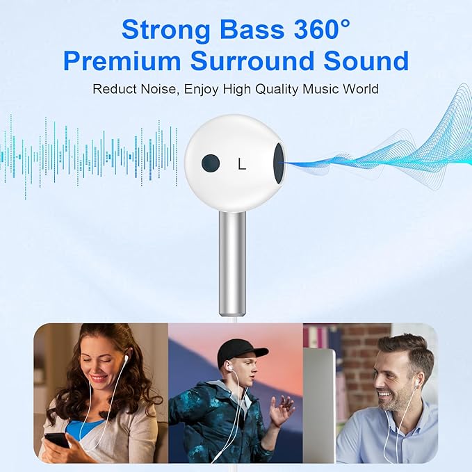 Type C Headphones Wired Earbuds Ear Buds for iPhone 17 Pro Max Air 16 Pro Max 16e 16 Plus/Pro 15 Plus/Pro USB C In-Ear Headphones Wired USBC iPhone 17 Earbuds Earphones Headsets with Microphone,2 Pack