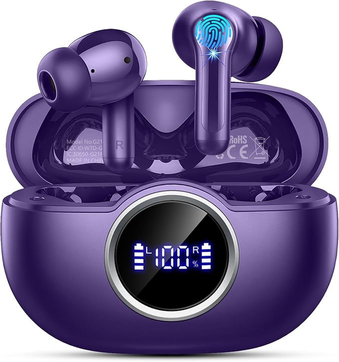 Bluetooth 5.4 Earbuds, 2025 Wireless Headphones Hi-Fi Stereo Ear Buds, 4 ENC Noise Cancelling Mic, 40+Hrs USB-C in-Ear Earphone, IP-X7 Waterproof Sport Workout Gym for Laptop Pad Android iOS