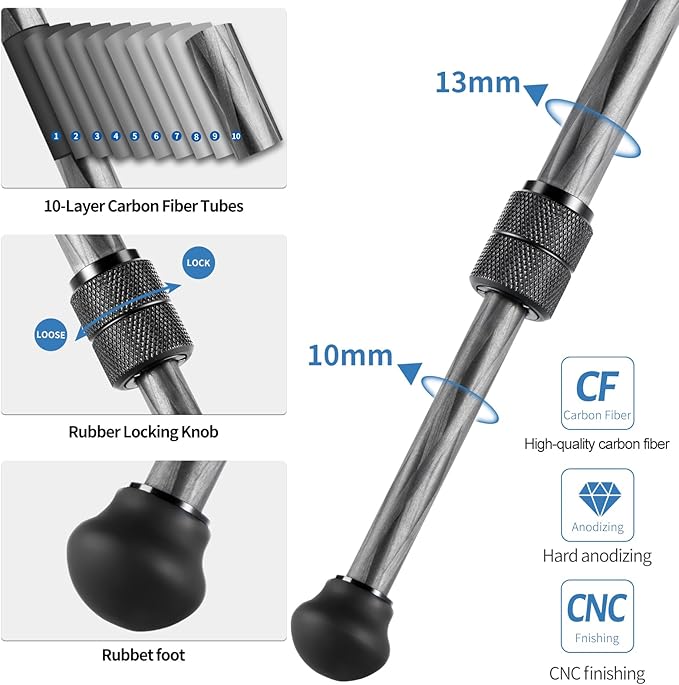 CAVIX Travel Mini Tripod with 360° Ballhead Lightweight Portable Compact Carbon Fiber Tripod for Camera