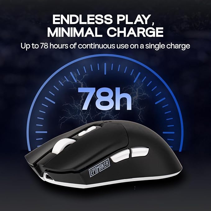 EPOMAKER Click Lite Wireless Gaming Mouse, 800 to 12,000 DPI Adjustable, PAW3311 Sensor, 500mAh, 59g, 2.4G/BT/USB-C Rechargeable Wireless Mouse with 5 Programmable Buttons for PC/Mac/Linux (Black)