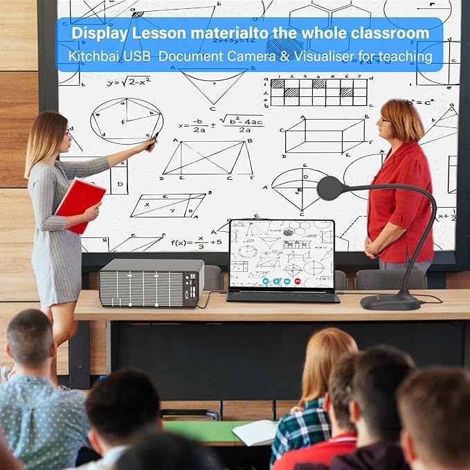 Document Camera for Teachers, Webcam and Overhead Camera for Classroom with Mic, LED Lights, Image Invert, Fold for Mac OS, Windows, Zoom, OBS Work with Distance Learning/Teaching, Live Demo