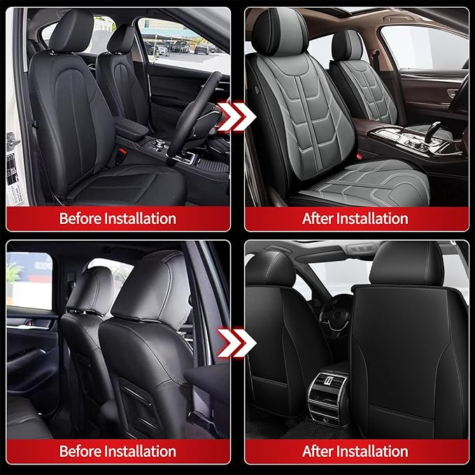 TTX LIGHTING Car Seat Covers 2 Front Seats Fit for Kia Sportage 2009-2026 Waterproof Leather Seat Covers Automotive Seat Cushion Seat Protectors with Airbag Compatible (Gray)