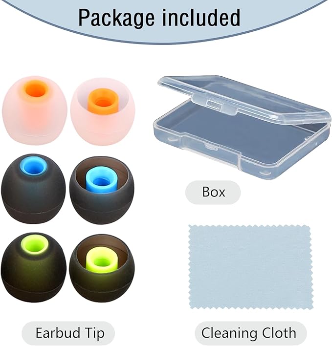 Silicone Replacement Earbud Tips Earbud Covers Ear Tips Fit for in-Ear Headphones (Inner Hole 3.8mm -5.1mm) Earbud Replacement Tips 9 Pairs