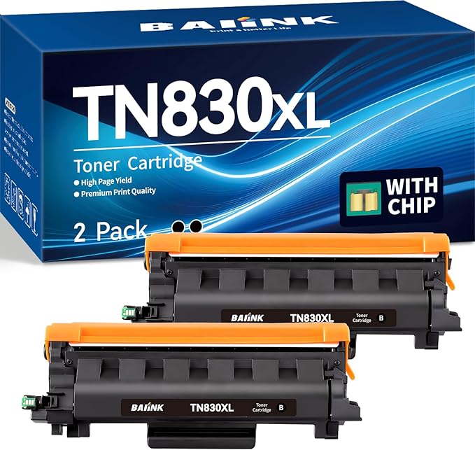 Compatible TN830XL TN830 Toner Cartridges Replacement for Brother TN830XL TN830 XL Toner use with HL-L2460DW DCP-L2640DW HL-L2405W HL-L2400D HL-L2480DW MFC-L2820DW Printer (2 Black)