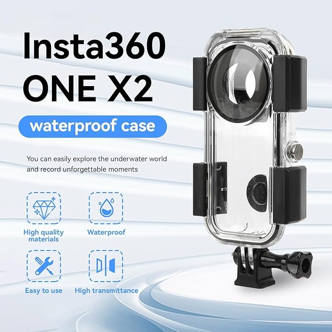 Waterproof Housing Case, Insta 360 ONE X2 Dive 360°Panoramic Camera Case with Anti Fog Film Tool Kit Underwater Shooting Gear for Surfing Rafting Snorkeling