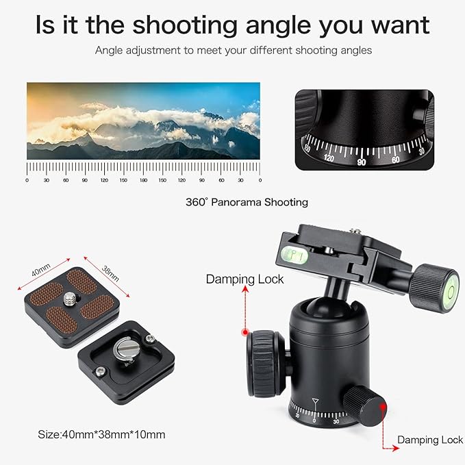 Koolehaoda Mini Desktop Tripod, 20" Aluminum Portable Small Tripod with 360° Ball Head and Bag for DSLR Camera, Video Camcorder.Load up to 11lbs / 5kg - (Blue)