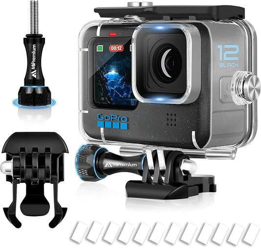 Waterproof Case for GoPro Hero 13 Black Hero 12 Black Hero 11 Black Hero 10 Black Hero 9 Black Protective Underwater Diving Housing Accessories, Dive Kit for Go Pro Hero13, 12, 11, 10,9 Action Camera