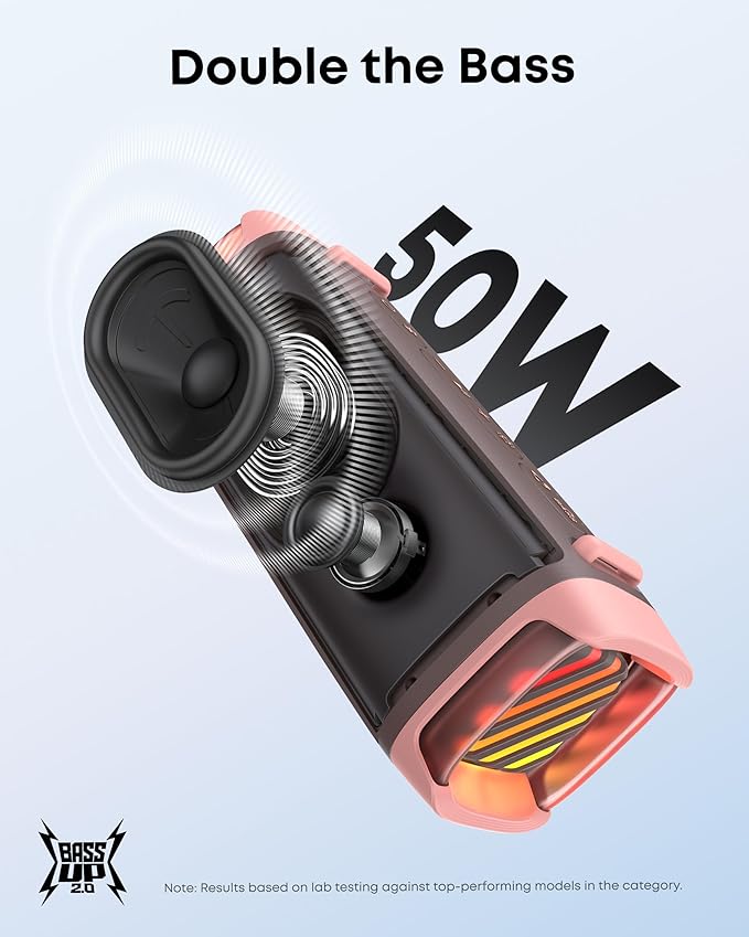 Soundcore Boom 3i by Anker, Rugged Outdoor Speakers, IP68 Waterproof, Floating Playback, Saltwater-Resistant, BassUp 2.0, 50W Portable Speaker, Bluetooth 5.3, 16H, TWS, Kayak/Fishing/Camping-Brown