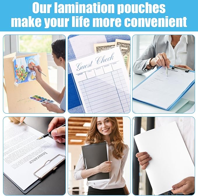 100 Pack Lamination Pouches 6" x 9" 5 mil Clear Index Card Laminating Pouches File Card Laminating Pouches Thermal Laminate Pouch Tags for Work Permits Pass Cards Student ID Cards