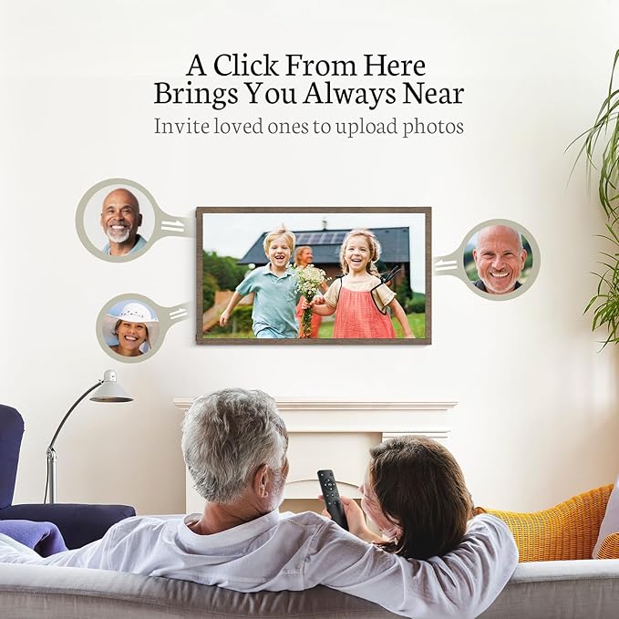 BSIMB Large Digital Picture Frame 21.5 Inch, 1920x1080 FHD WiFi Digital Photo Frame Electronic 32GB Remote Control, Share Pictures/Videos via App/USB/SD Easy Setup Gifts for Mom(Non-Touch), Dark Wood